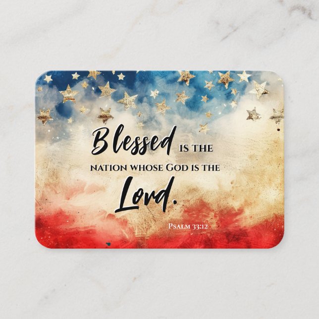 Psalm 33:12 Gesegnet ist die Flaggenbibel der Nati Visitenkarte (Vorderseite)