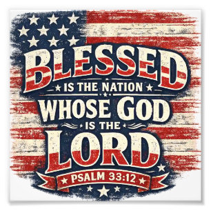 Psalm 33:12 Gesegnet ist die Nation Patriotisches Fotodruck