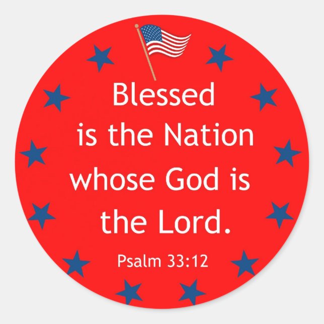 Psalm 33:12 (Patriotisch) Runder Aufkleber (Vorderseite)