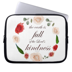 Psalm 33 Schrift mit floraler Kunst Laptopschutzhülle