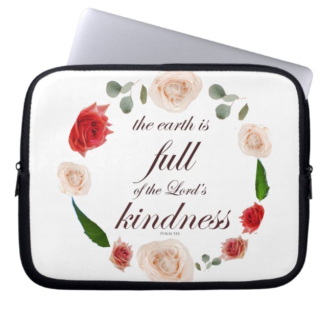 Psalm 33 Schrift mit floraler Kunst Laptopschutzhülle (Vorderseite)