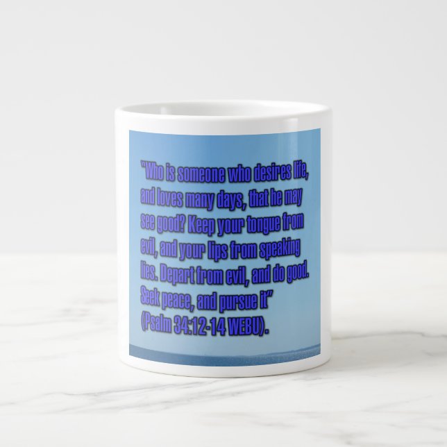 Psalm 34:12-14 WEBU Tasse (Vorderseite)