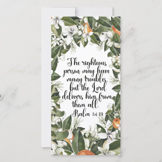 Psalm 34:19, Watercolor Bible verse Lesezeichen (Vorderseite)