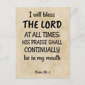 Psalm 34:1 (KJV) auf biblischem Hintergrund Postkarte