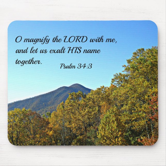 Psalm 34:3 O verherrlicht den Herrn mit mir... Mousepad (Vorne)