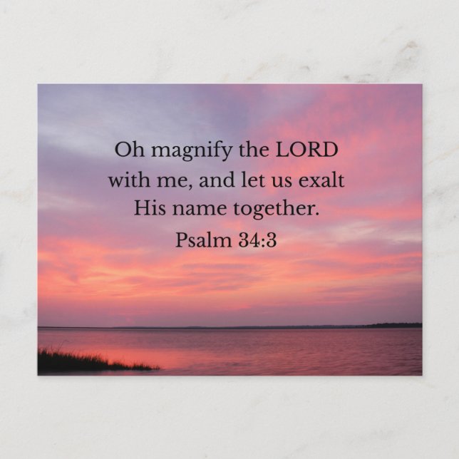 Psalm 34:3 Oh, verherrlicht den Herrn mit mir Postkarte (Vorderseite)