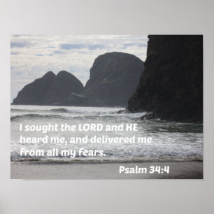 Psalm 34:4 Ich suchte den Herrn, und Er hörte mich Poster