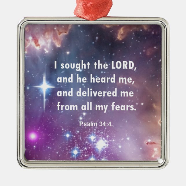 Psalm-34:4 Silbernes Ornament (Vorne)