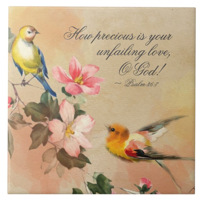 Psalm 36:7 Wie wertvoll deine unermüdliche Liebe,  Fliese (Vorderseite)