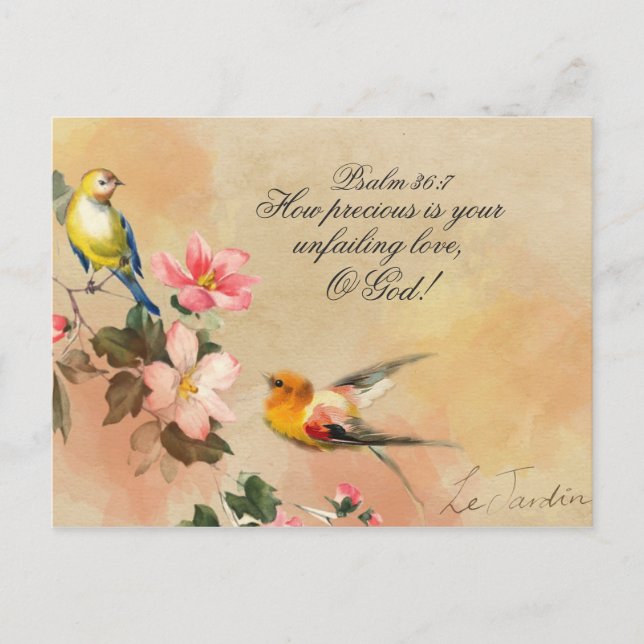 Psalm 36:7 Wie wertvoll ist Ihre unfehlbare Liebe Postkarte (Vorderseite)