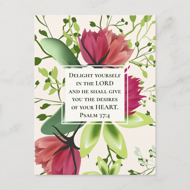 Psalm 37:4 Erfreuen Sie sich im Lord Clover Postkarte (Vorderseite)