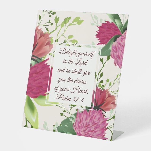 Psalm 37:4 Freuen Sie sich auf die Blume des Herrn Sockelschild (Vorderseite)