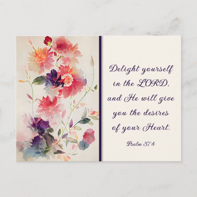 Psalm 37:4 Genießen Sie die LORD-Flora Postkarte (Vorderseite)