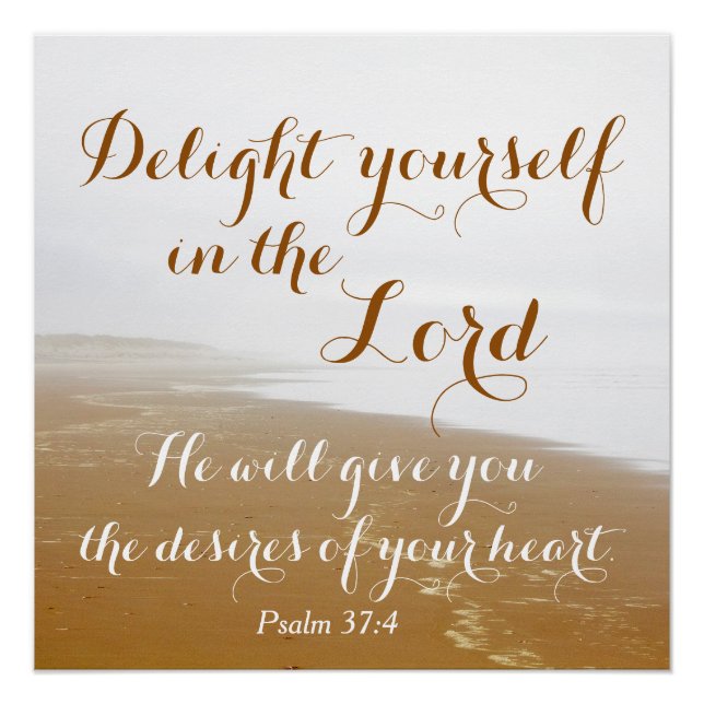 Psalm 37:4 Genießen Sie sich im Herrn, Strand Poster (Vorderseite)