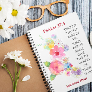 Psalm 37 Blumiges Frauen-Andachts-Bibel-Journal Notizblock