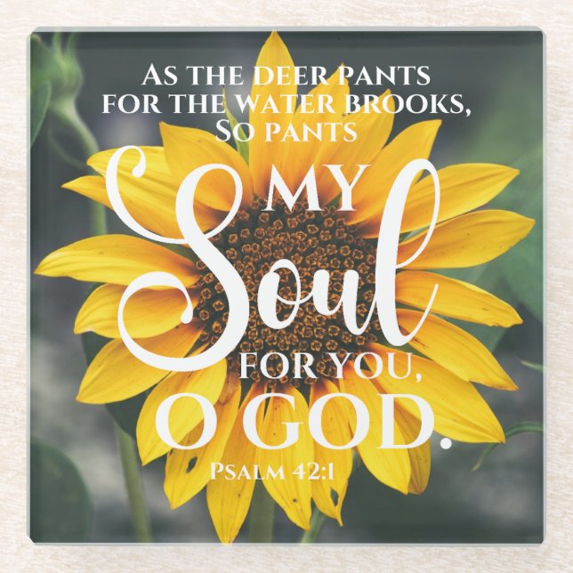 Psalm 42:1 Als die Hirschblume Sonnenblume Christl Glasuntersetzer (Vorderseite)