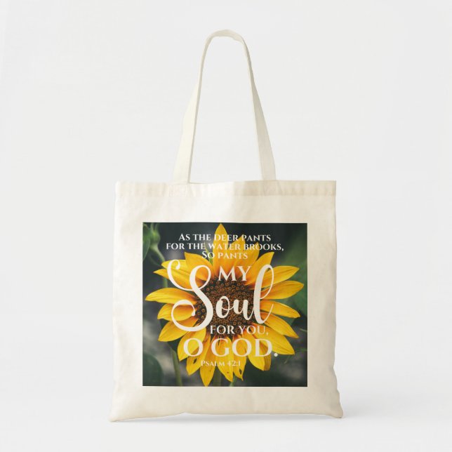 Psalm 42:1 Als die Hirschblume Sonnenblume Christl Tragetasche (Vorne)