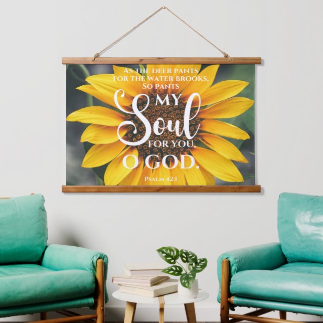 Psalm 42:1 Als die Hirschblume Sonnenblume Christl Wandteppich Mit Holzrahmen (Wohnzimmer)