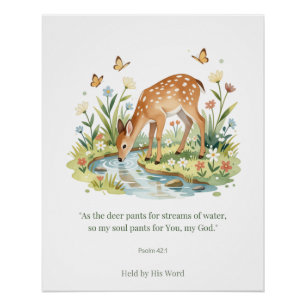Psalm 42:1 Hirsch christliche Wandkunst – Wie der Poster