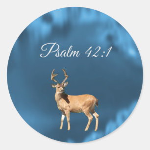Psalm 42:1 Hirsch Schriftzug-Rundaufkleber Runder Aufkleber