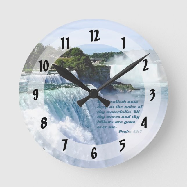 Psalm 42:7 runde wanduhr (Vorderseite)