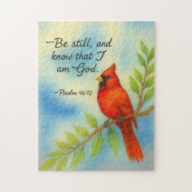 Psalm 46:10 Be Still Red Cardinal Scripture Nature (Vertikal)