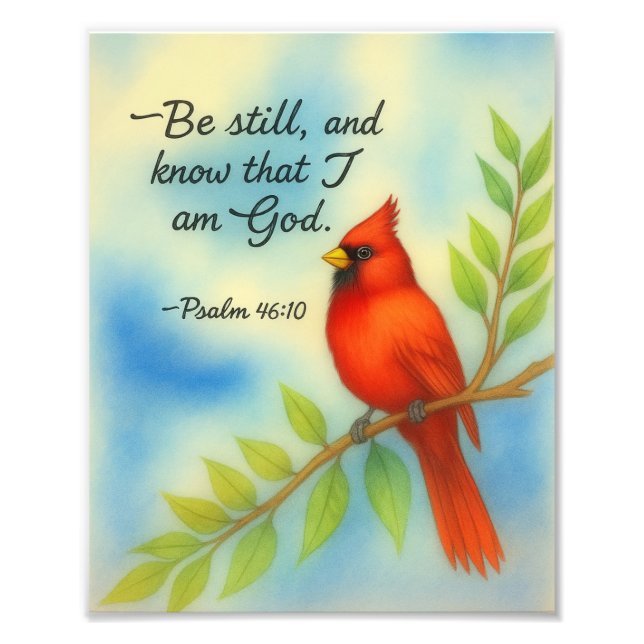 Psalm 46:10 Be Still Red Cardinal Scripture Nature Fotodruck (Vorne)