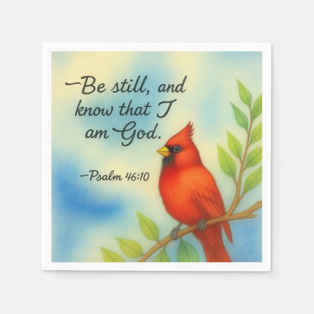 Psalm 46:10 Be Still Red Cardinal Scripture Nature Serviette (Vorderseite)