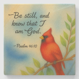 Psalm 46:10 Be Still Red Cardinal Scripture Nature Steinuntersetzer