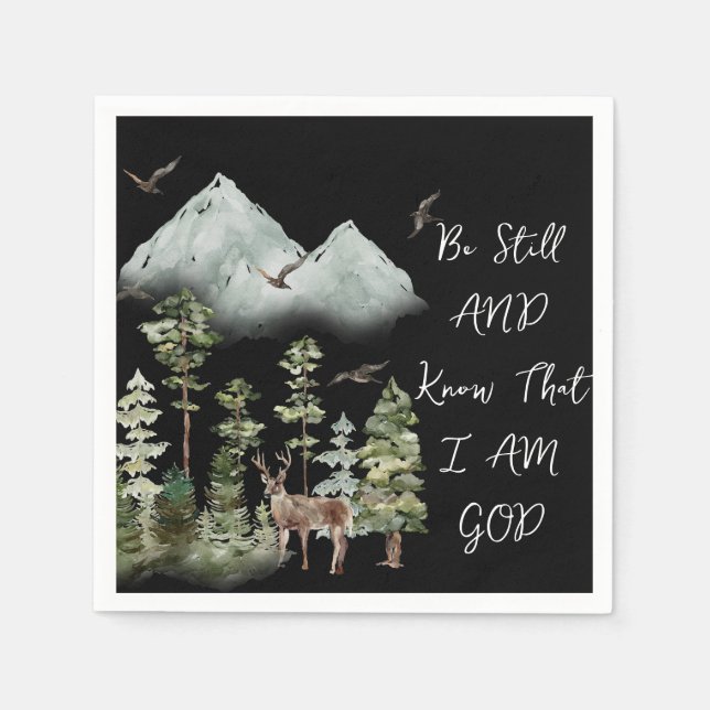 Psalm 46:10 Bibel Verse WATERCOLOR Woodland Serviette (Vorderseite)