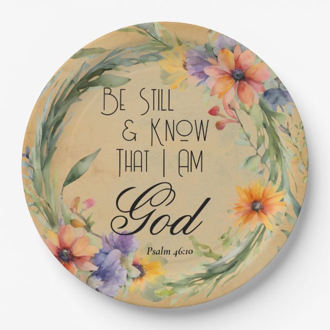 Psalm 46:10 Bibelverse Pappteller (Vorderseite)