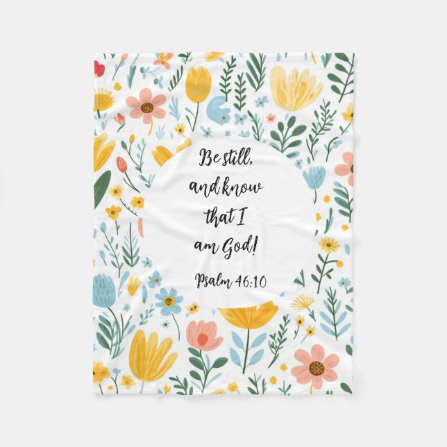 Psalm 46:10 Floral Fleece Blanket (Vorderseite)