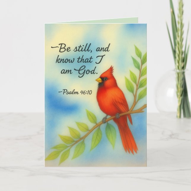 Psalm 46:10 Sei Still Roter Kardinal Schrift Natur Karte (Vorderseite)