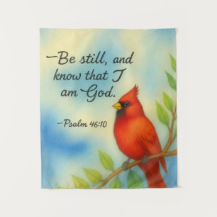 Psalm 46:10 Sei Still Roter Kardinal Schrift Natur Wandteppich
