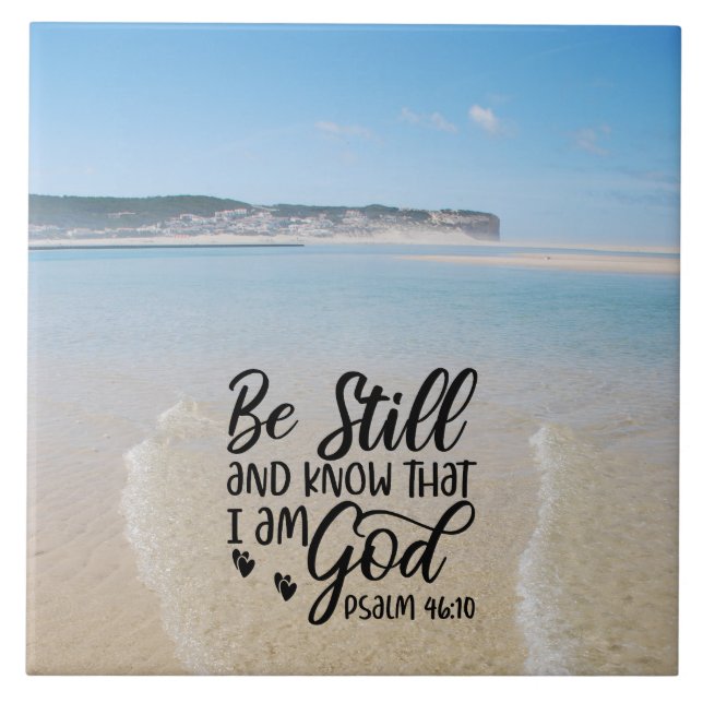 Psalm 46:10 Seid still und wisst, dass ich Gott Bi Fliese (Vorderseite)