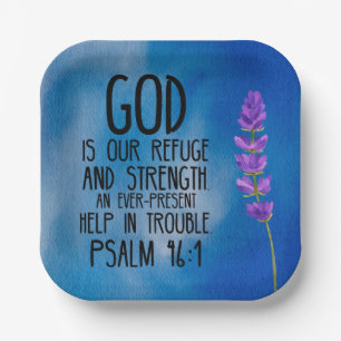 Psalm 46:1 Christliche Bibelvers-Kunst Pappteller