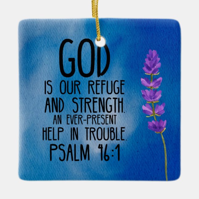 Psalm 46:1 Christliche Verse Kunst Keramikornament (Vorderseite)
