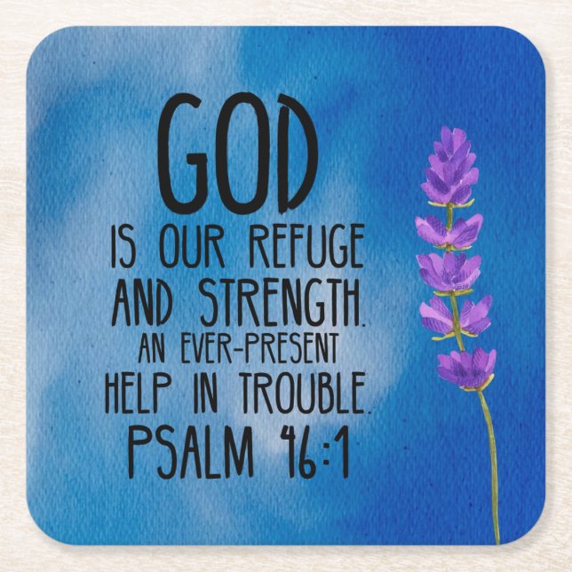 Psalm 46:1 Christliche Verse Kunst Rechteckiger Pappuntersetzer (Vorderseite)