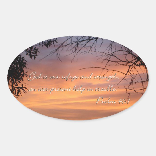 Psalm 46:1 Gott ist unsere Zuflucht & Kraft.. Ovaler Aufkleber (Vorderseite)