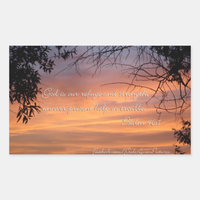 Psalm 46:1 Gott ist unsere Zuflucht & Kraft.. Rechteckiger Aufkleber (Vorderseite)