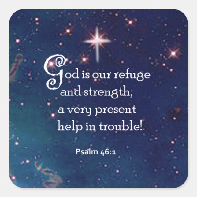 Psalm 46:1 quadratischer aufkleber (Vorderseite)