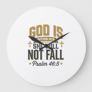 Psalm 46_5 Christliche Typografie Vektor Große Wanduhr