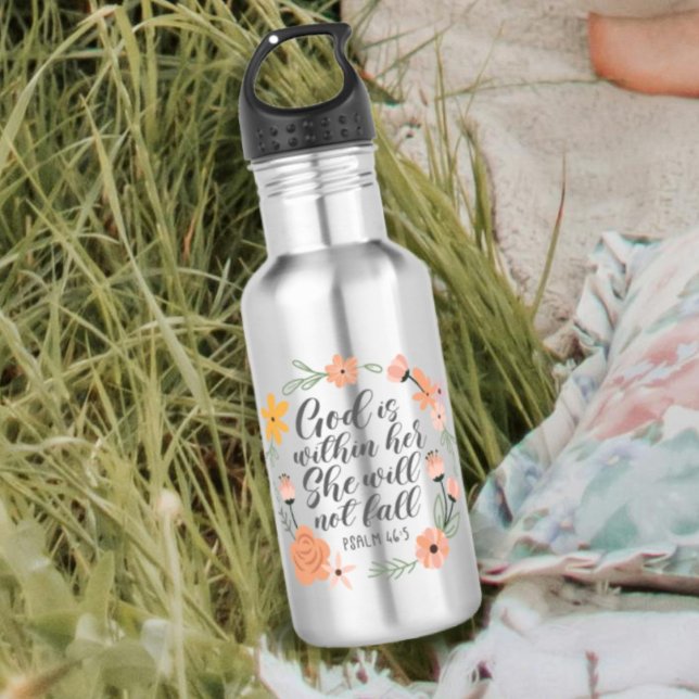 Psalm 46:5 Gott ist in ihr, sie wird nicht fallen Edelstahlflasche (Von Creator hochgeladen)