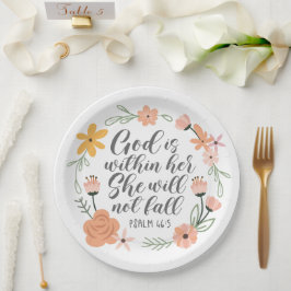 Psalm 46:5 Gott ist in ihr, sie wird nicht fallen Pappteller