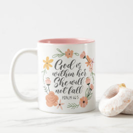 Psalm 46:5 Gott ist in ihr, sie wird nicht fallen Zweifarbige Tasse