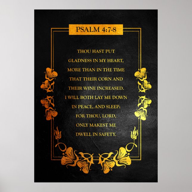 Psalm 4:7-8 Bibelverse Poster (Vorne)