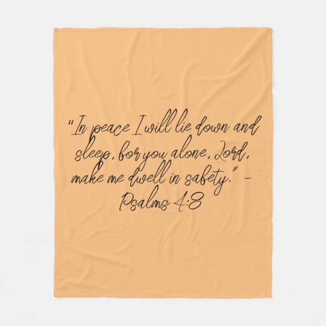 Psalm 4:8 Christliche Down & Sleep Bible Verse Fleecedecke (Vorderseite)