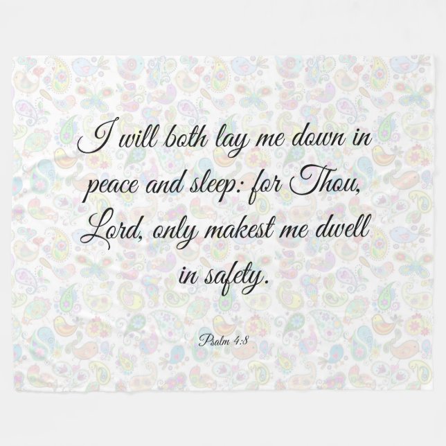 Psalm 4:8 Fleecedecke (Vorderseite (Horizontal))