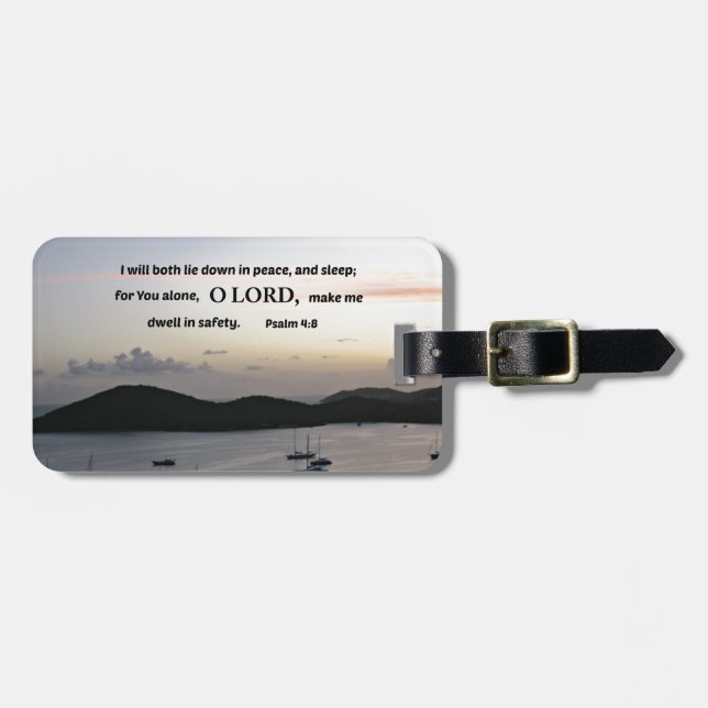 Psalm 4:8 Ich werde beide in Frieden liegen.... Gepäckanhänger (Vorderseite horizontal)