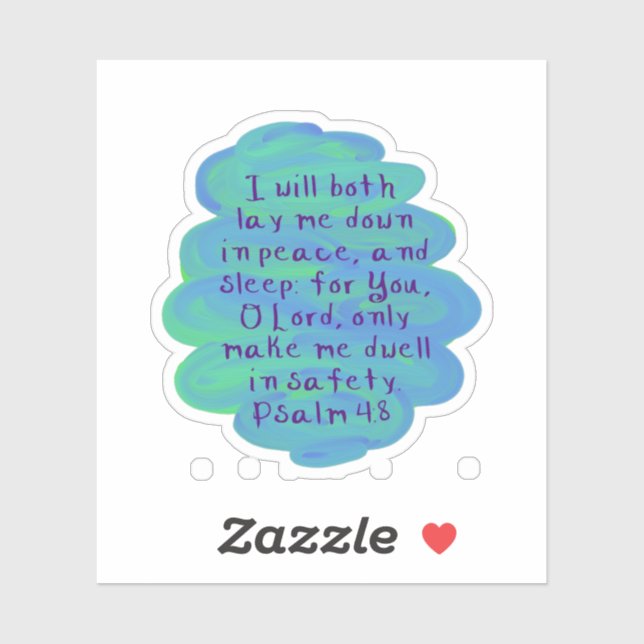 Psalm 4:8 Vinyl Stickers nach Maß geschnitten Aufkleber (Blatt)